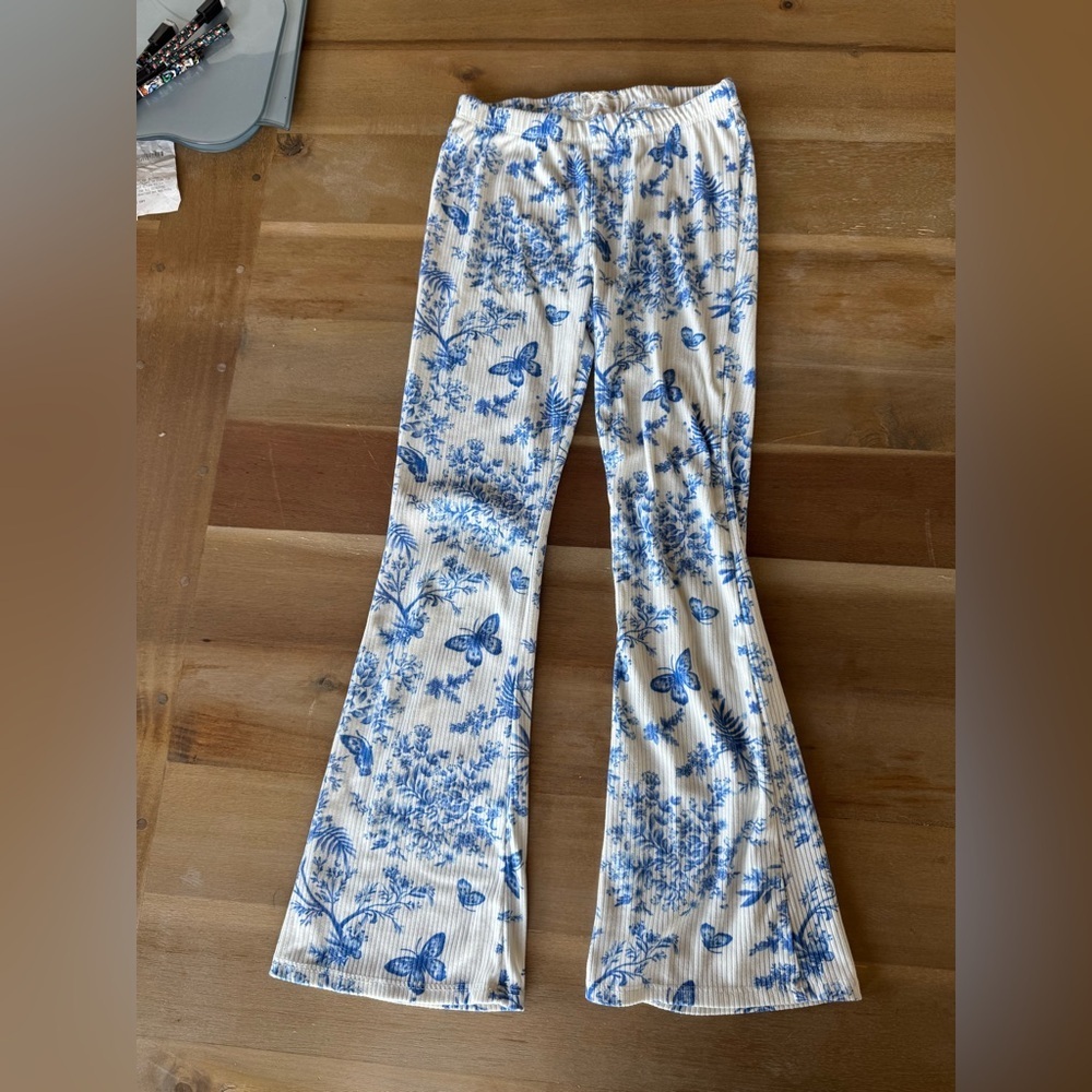 Btween Kids Floral Flared Pants Blue